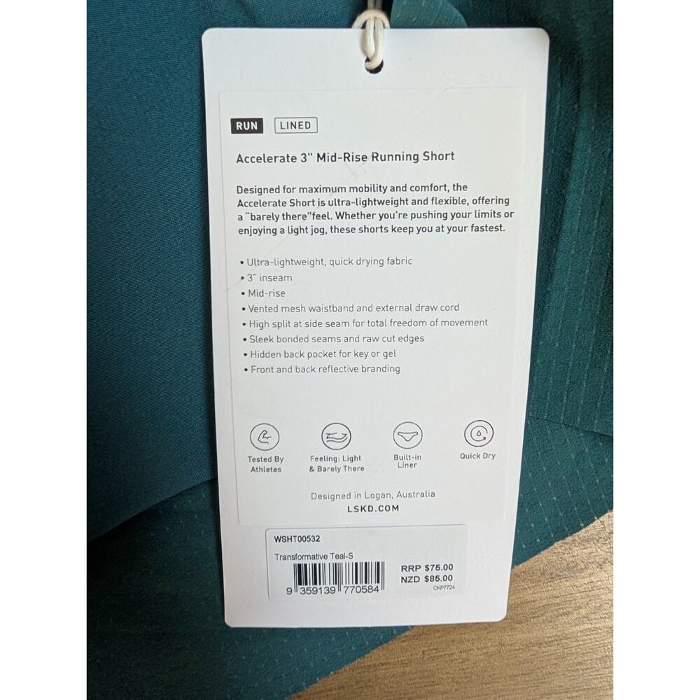 NWT LSKD Accelerate 3" Running Shorts Womens Small Teal Lined Mid Rise WSHT00532 - Picture 4 of 4